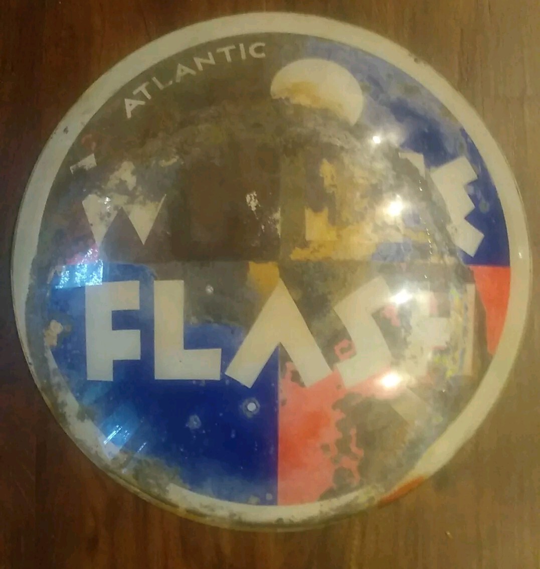 Antique 17″ Glass Globe Sign Gas Station Pump Advertising WHITE FLASH