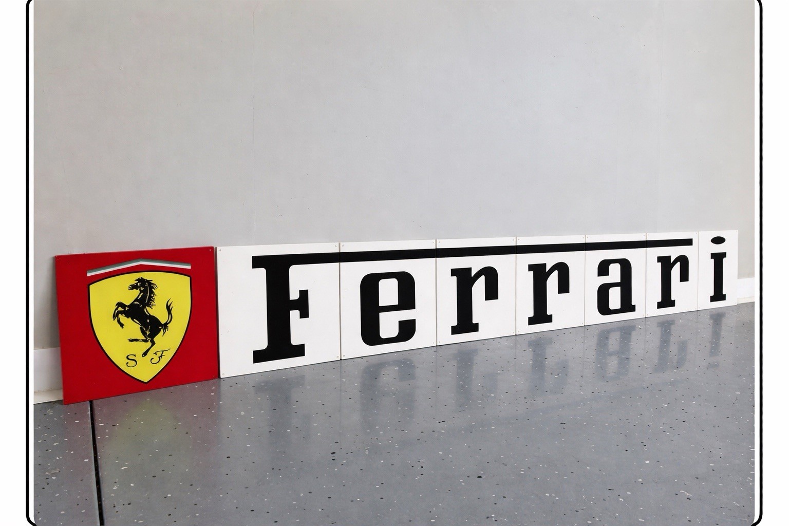 Amazing 80” 8 Piece Supercar Italian Racing Vintage White Garage Sign