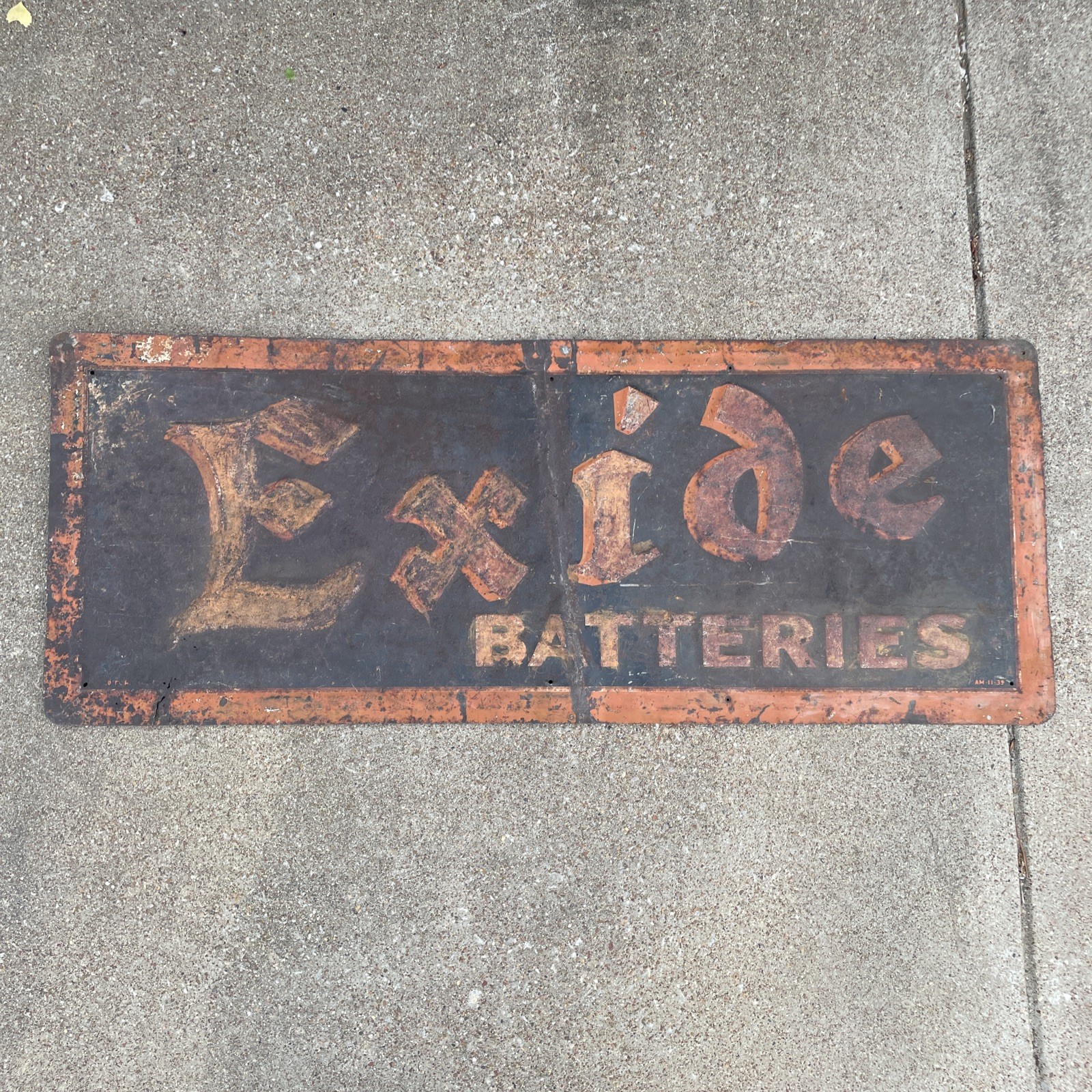Exide Batteries Metal Heavy Tin Sign 49” x 19” Vintage