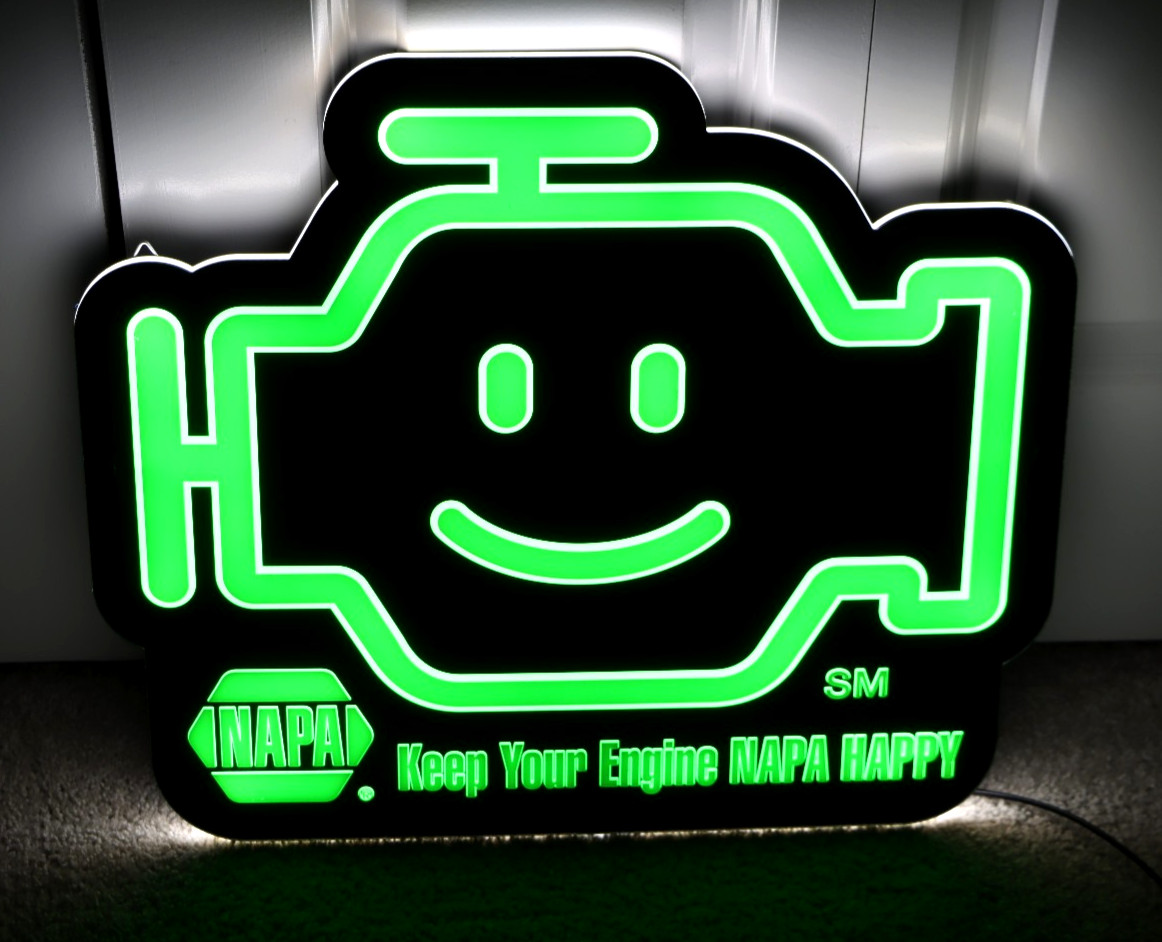 NAPA Auto Parts Lighted Promotional Sign Keep Your Engine Happy 20″ X 17″ USA