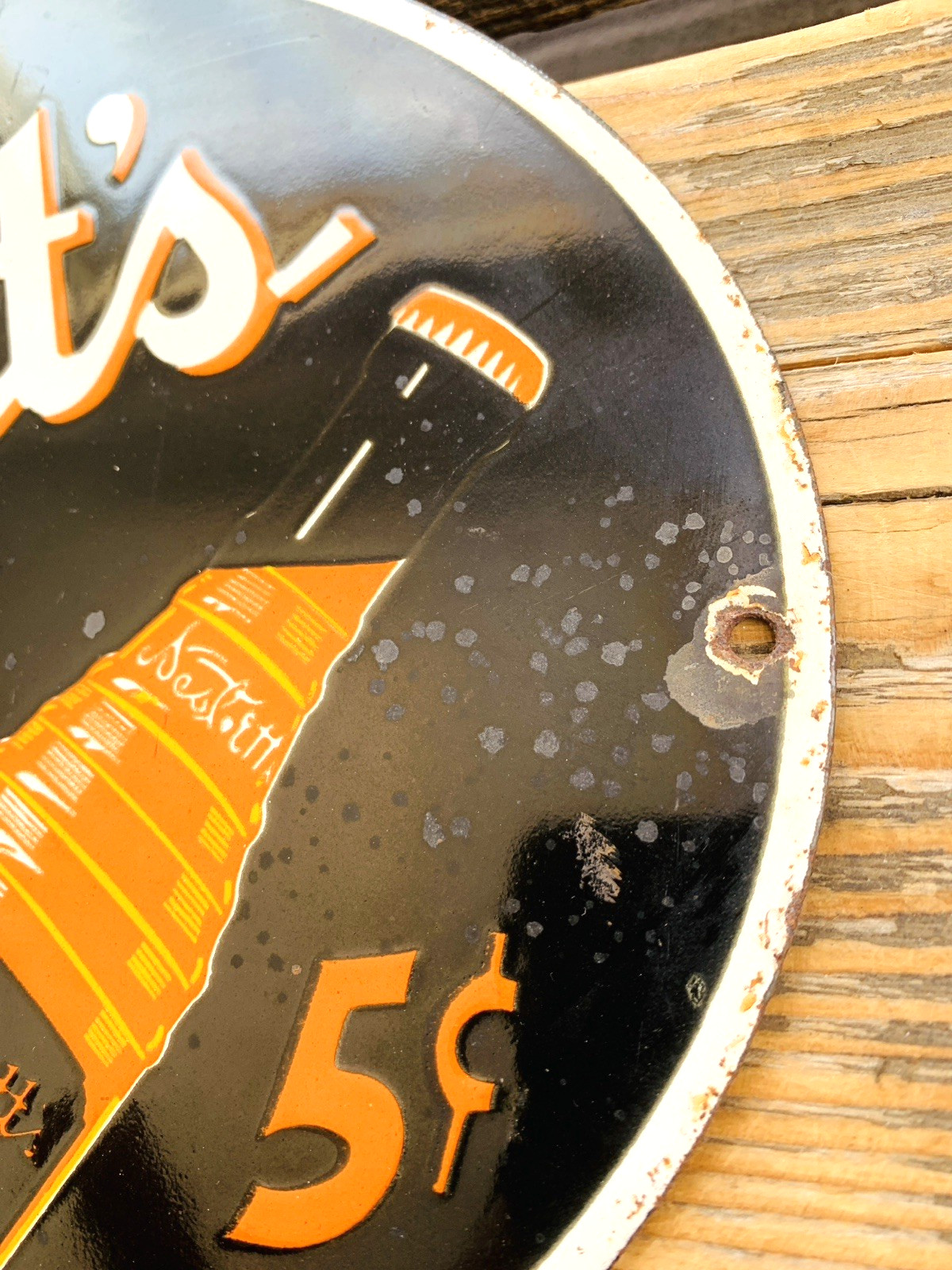 VINTAGE 12×9″ NESBITT’S California ORANGE SODA POP 5c GAS PORCELAIN OIL SIGN