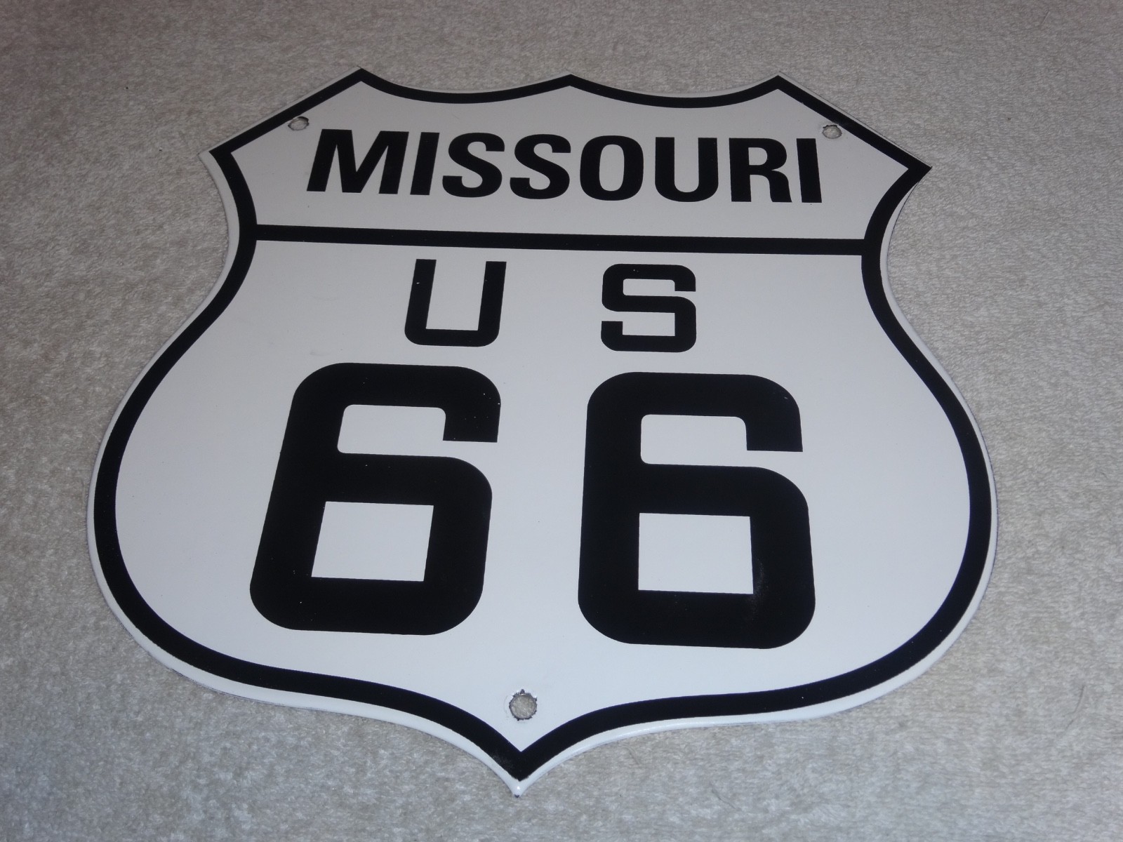 VINTAGE MISSOURI ROUTE 66 UNITED STATES U.S. PORCELAIN METAL GASOLINE OIL SIGN