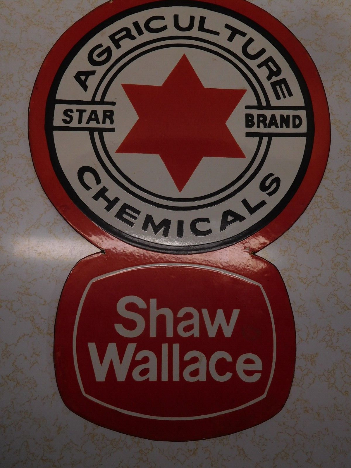 NICE! Vintage Style Shaw-Wallace Star Brand Agriculture Chemicals Porcelain Sign