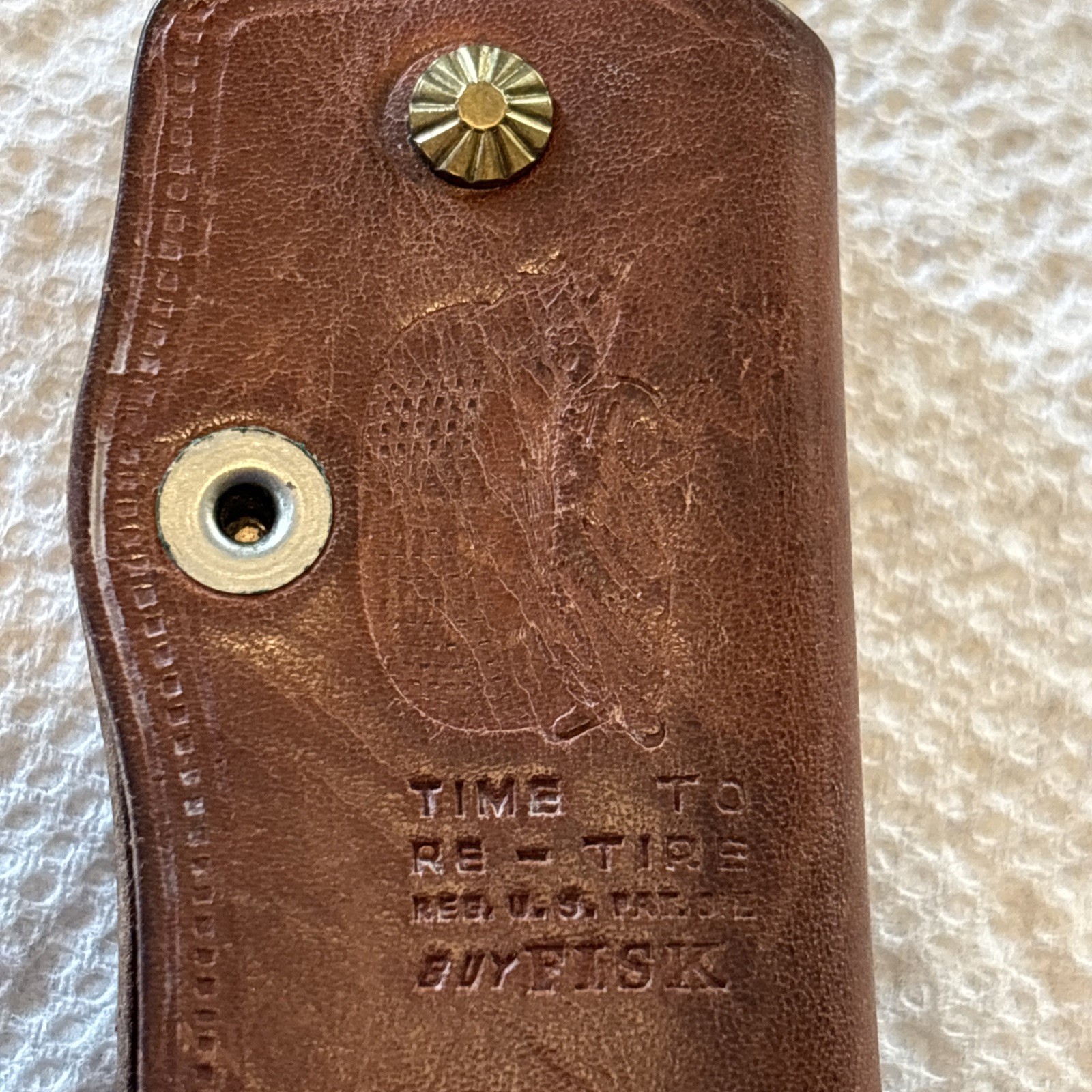Vintage Fisk Tires Gustason Supply Auto Leather Key Holder Keychain St Paul
