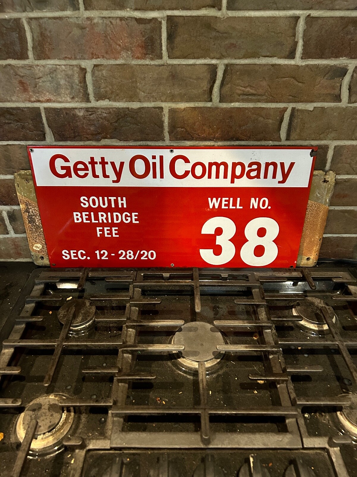 Getty Oil Company Porcelain South Belridge Sign
