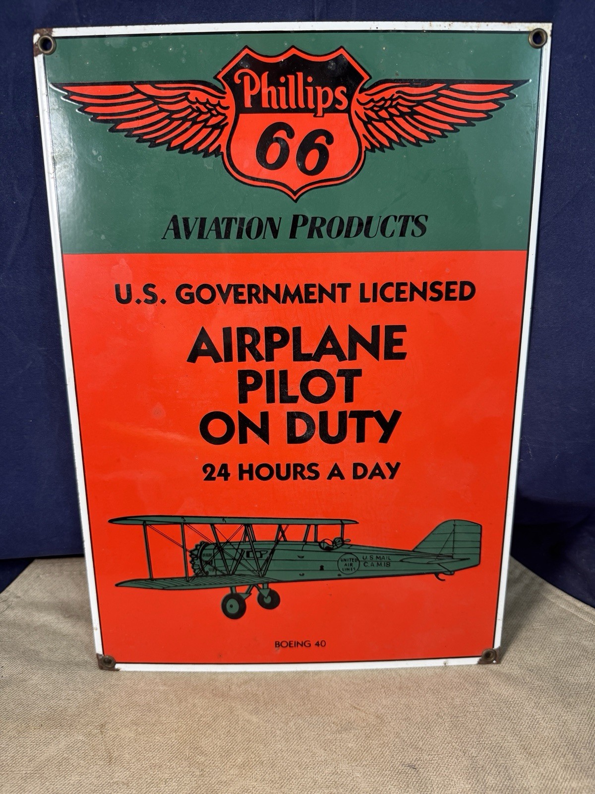 Vintage Ande Rooney Phillips 66 Aviation Products Airplane Pilot on Duty