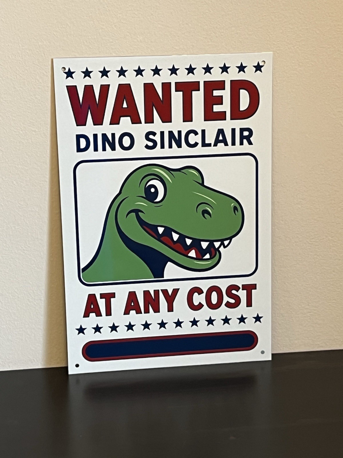 Sinclair Dino Wanted Vintage Style Metal Poster Sign Advertising