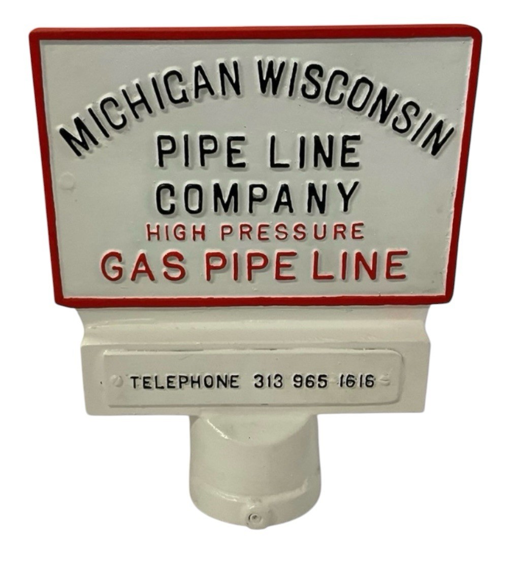 Vintage Michigan Wisconsin Pipeline Company Gas Post Sign Topper 12” X 15” Rare