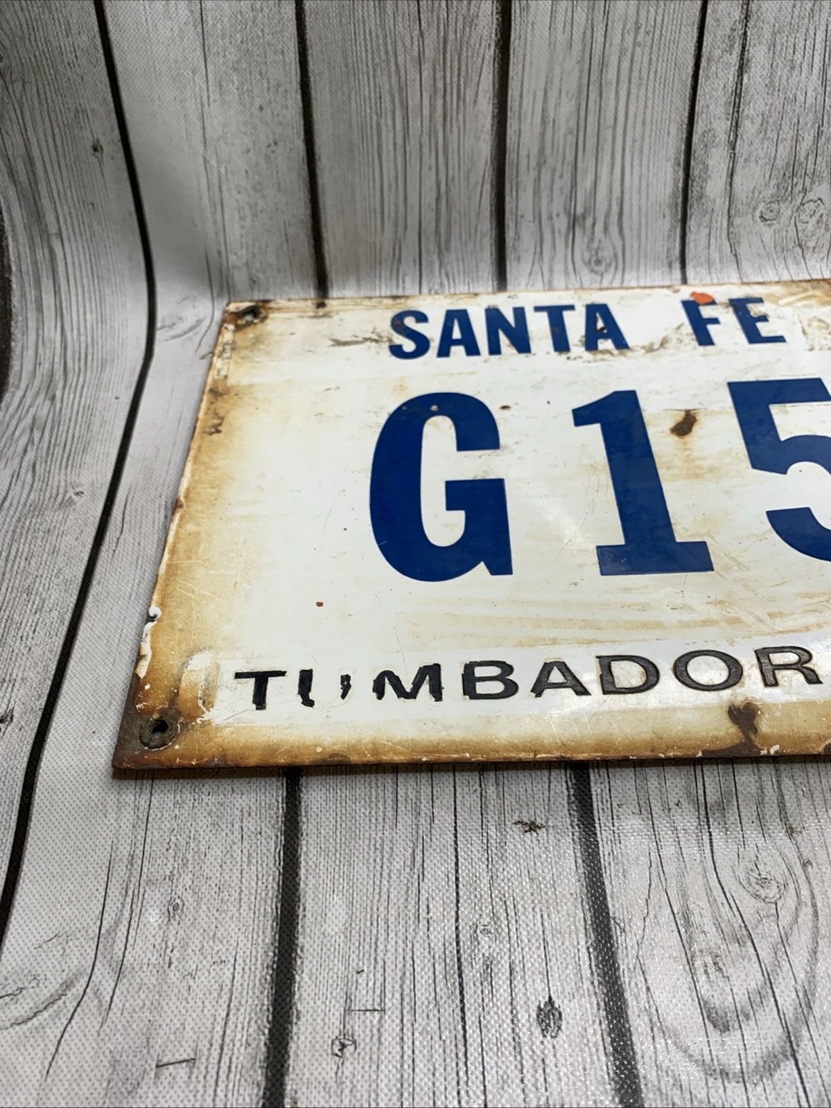Vintage Santa Fe Energy Co Porcelain Sign Oil Gas Well Tumbador Field CA