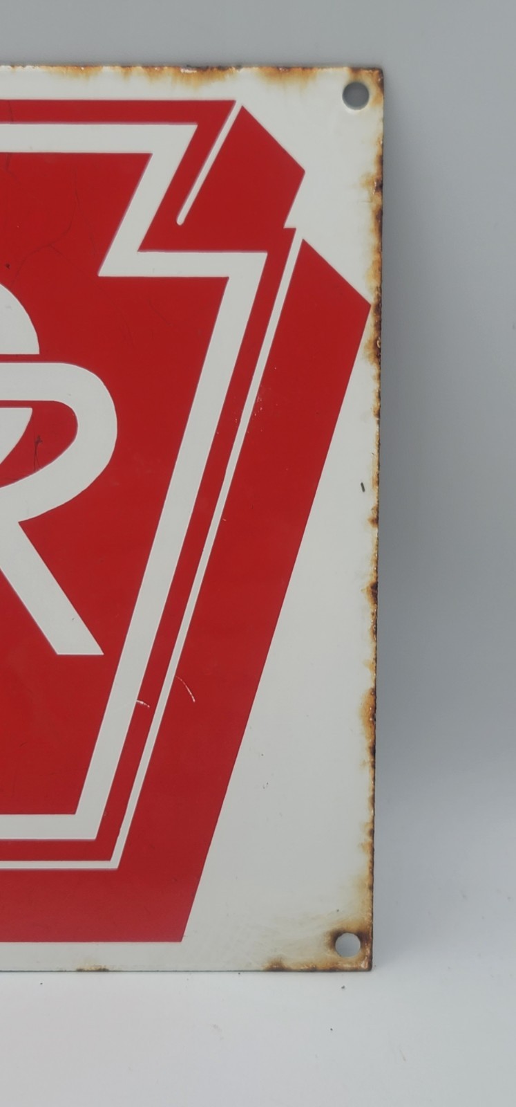 Vintage PRR Pennsylvania Railroad Railway Rustic Porcelain Enameled Metal Sign