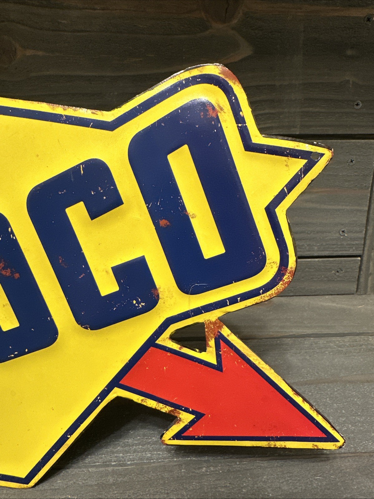 Sunoco Gas & Oil Arrow Logo Advertising Sign / Reproduction/ Yellow Blue Red