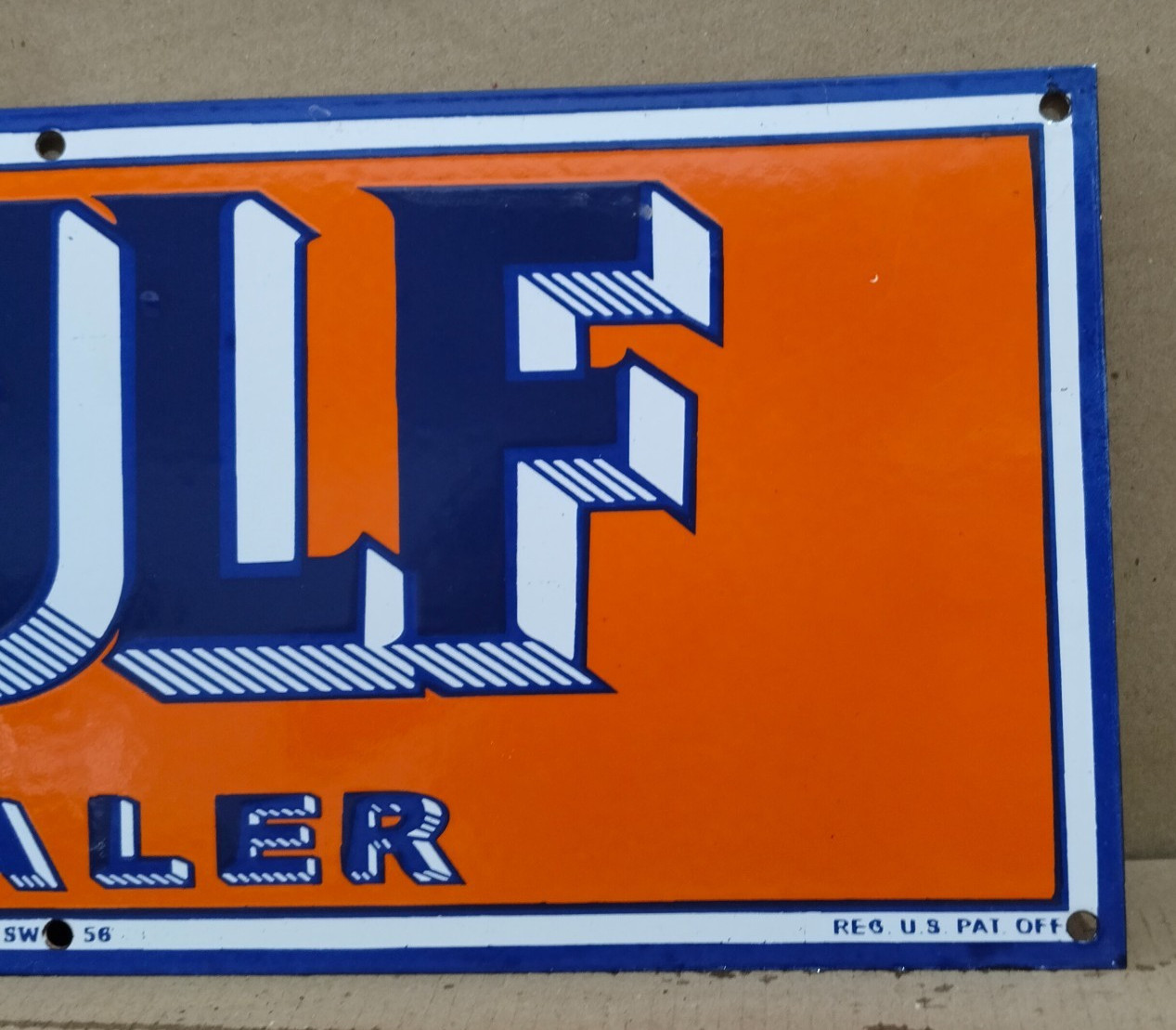 Gulf Dealer Porcelain Enamel Sign 24 X 10 Inches 1 sides