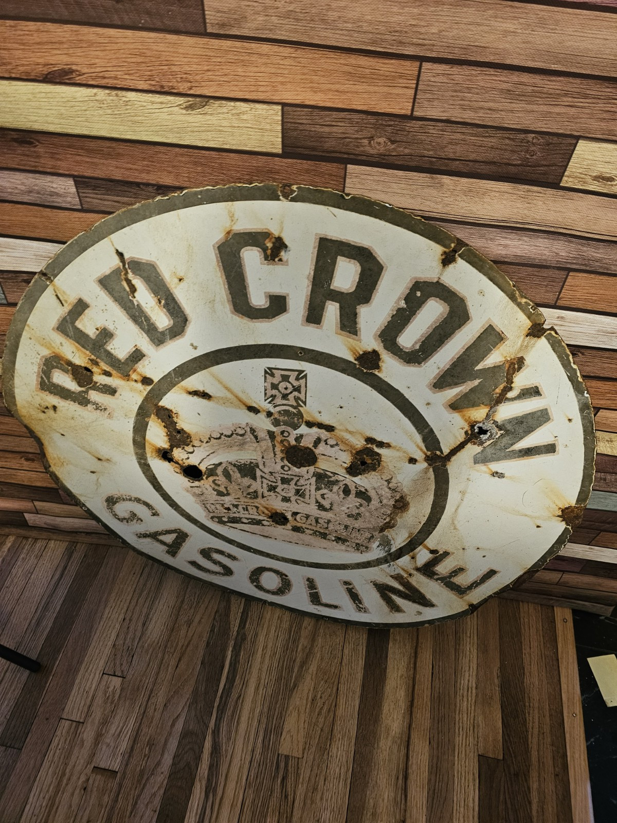 Vintage RED CROWN STANDARD OIL PORCELAIN ADVERTISING SIGN