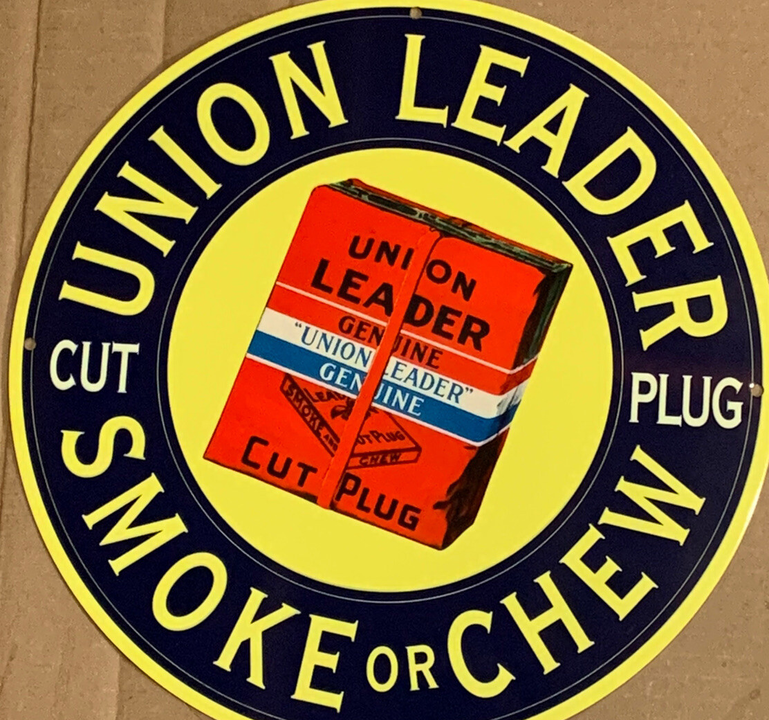 Vintage Style union leader cut plug chew smoke or chew Metal Quality Sign
