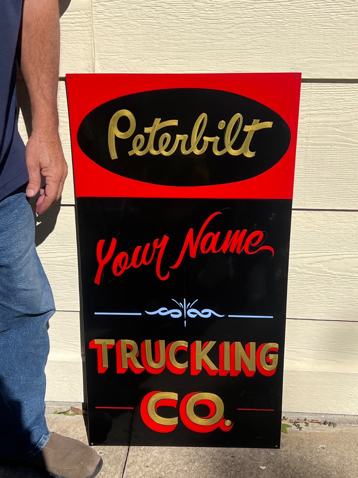 CUSTOM ORDER A HAND PAINTED PETERBILT BUSINESS SIGN Trucking CO -MANUFACTURING