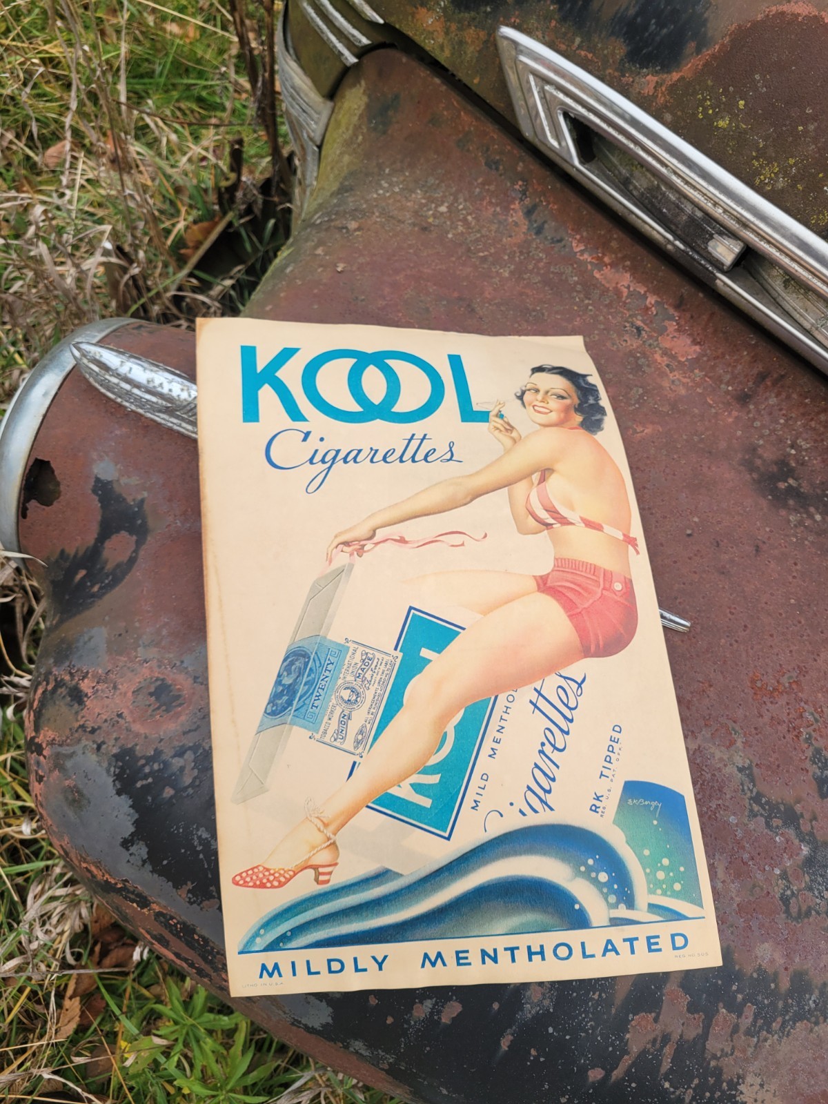 Vintage Pinup girl KOOL Cigarette poster sign