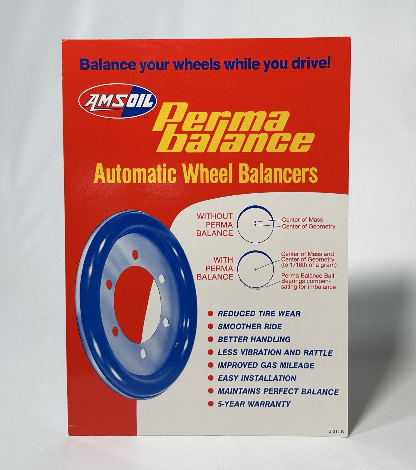 Vintage Amsoil Perma Balance Wheel Parts Countertop Paper Advertising Sign