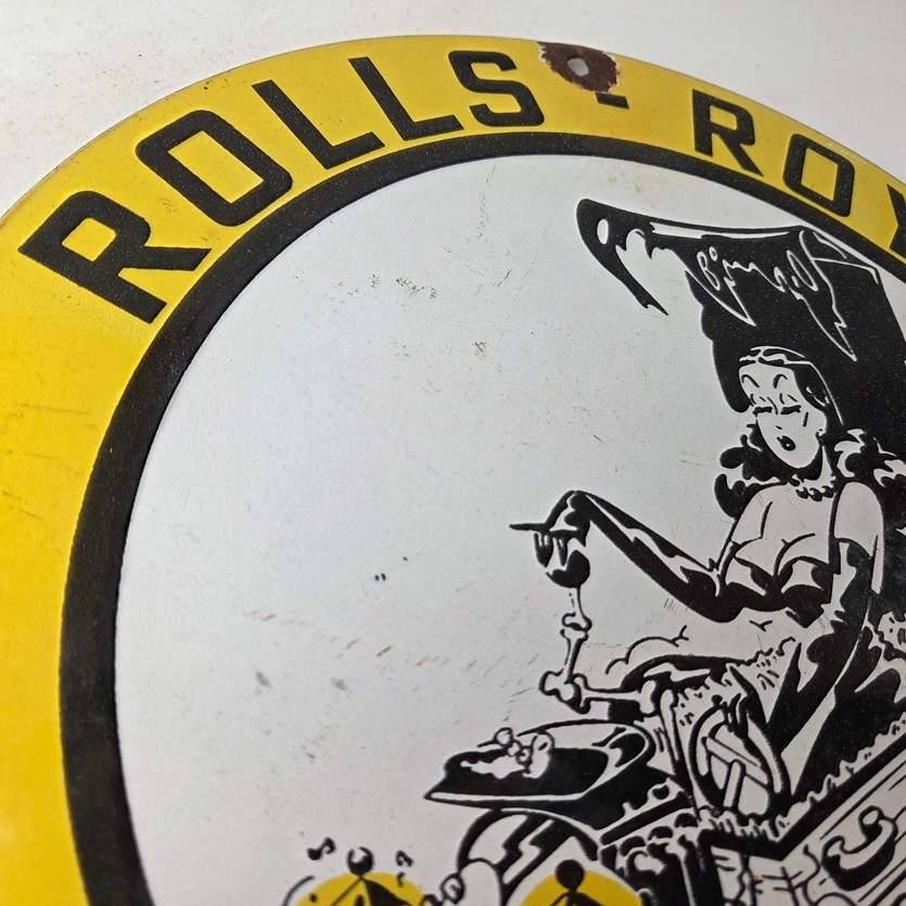 Vintage Rolls Royce Sign – Service Sales Automobile Gas Pump Porcelain Sign