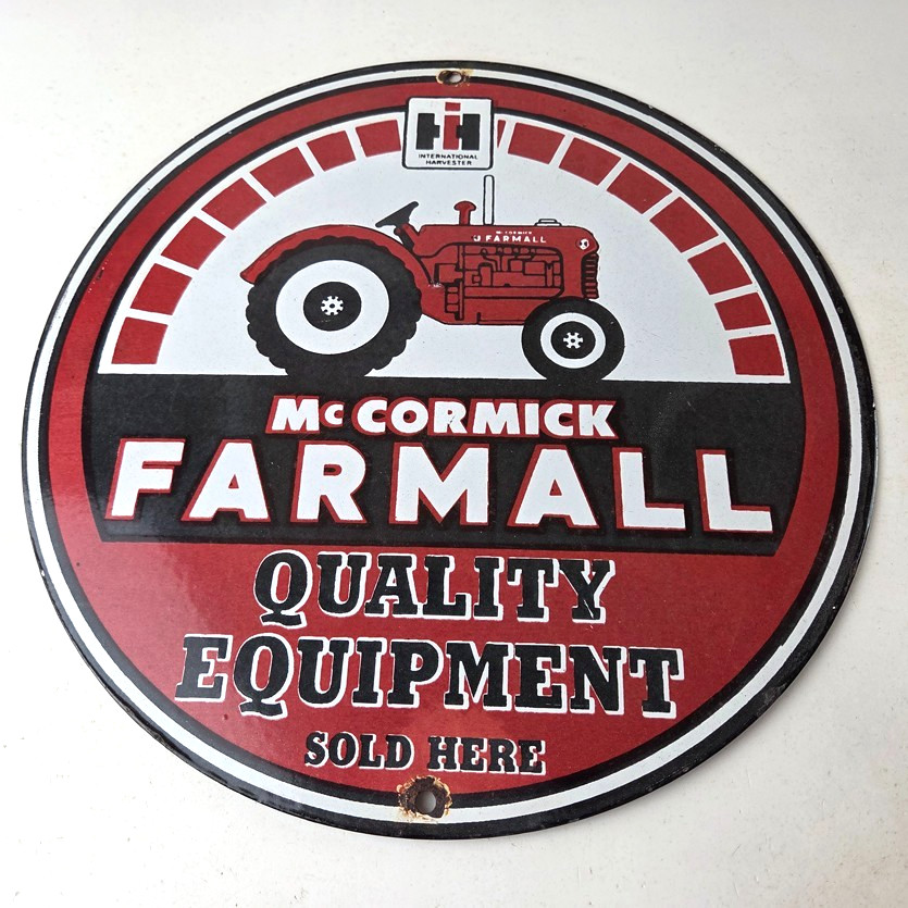 Vintage Farmall International Harvester Sign – Porcelain Farm Barn Gas Pump Sign