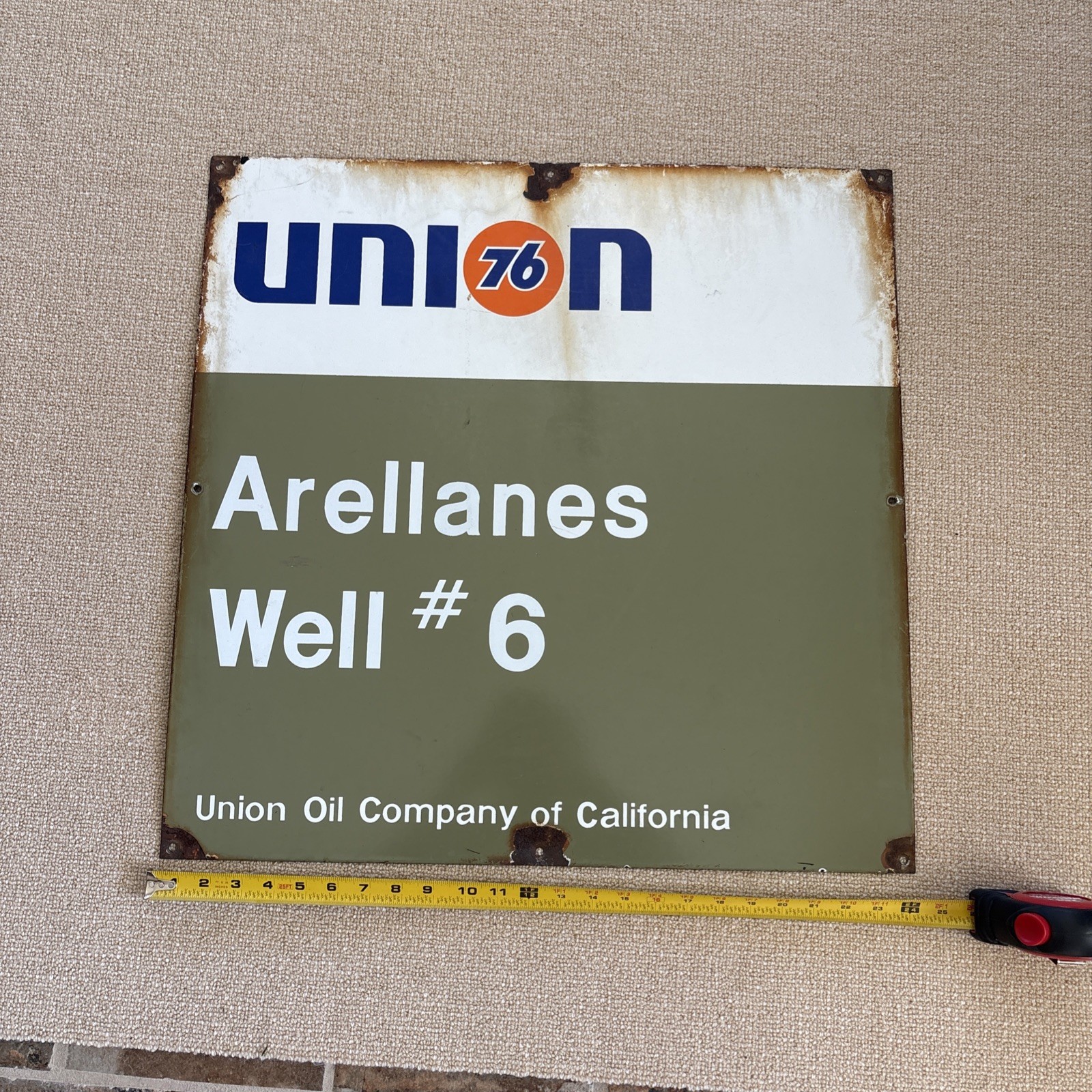 Union 76 Oil Co California Oil Gas Well Lease Sign Porcelain 24”x24” Heavy Nice!