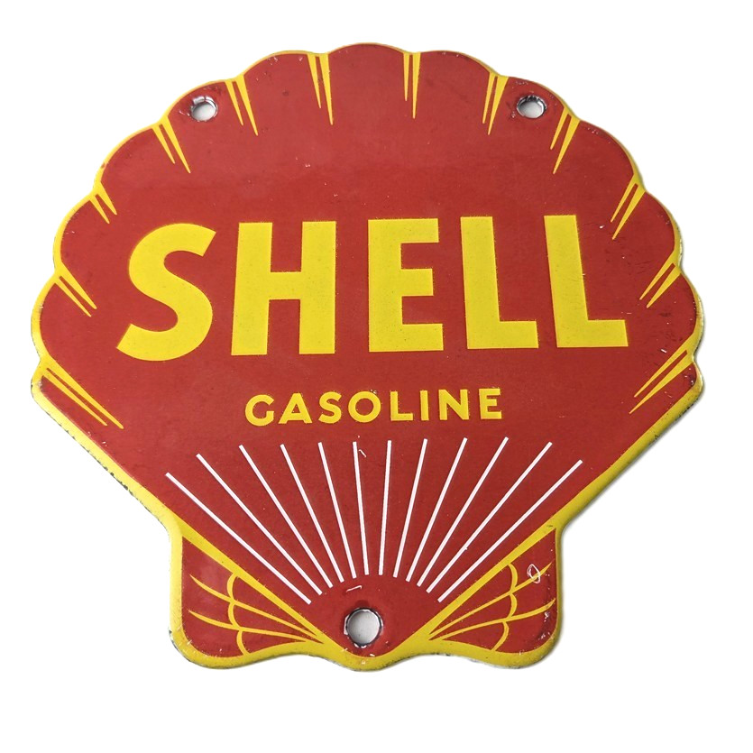 Vintage Shell Gasoline Sign – Gas Oil Pump Porcelain Small Man Cave Wall Sign