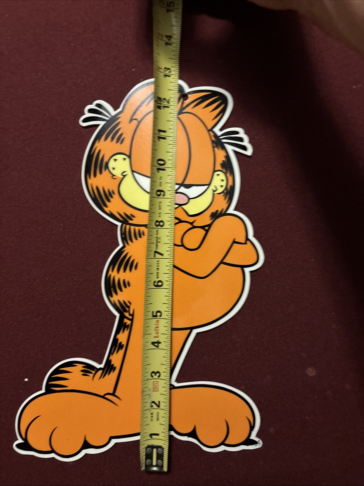 VINTAGE GARFIELD CAT METAL GAS OIL SIGN 13 Inch