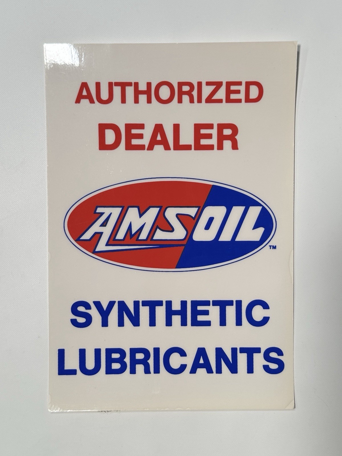 Vintage Amsoil Synthetic Lubricants Authorized Dealer Window Cling Sign 7×10”
