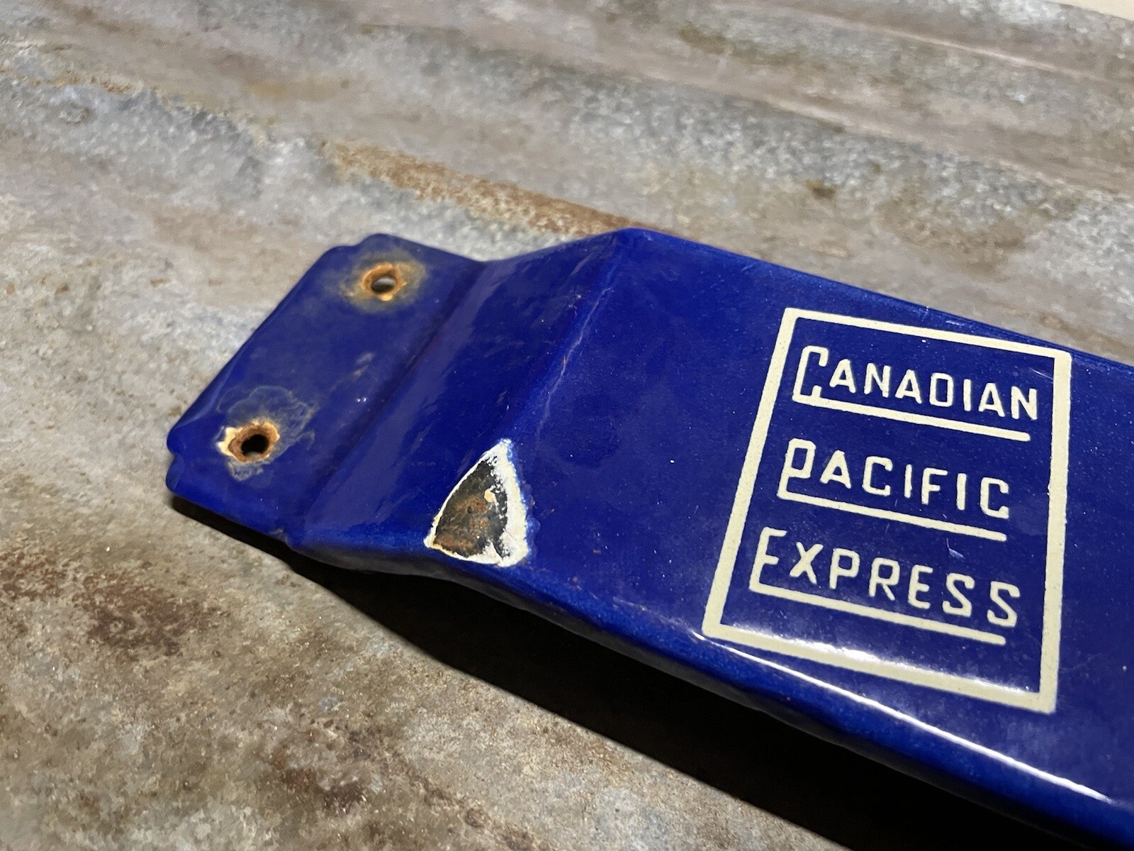CANADA PACIFIC EXPRESS VINTAGE PORCELAIN SIGN MONEY ORDERS BANK CASH DOOR BAR