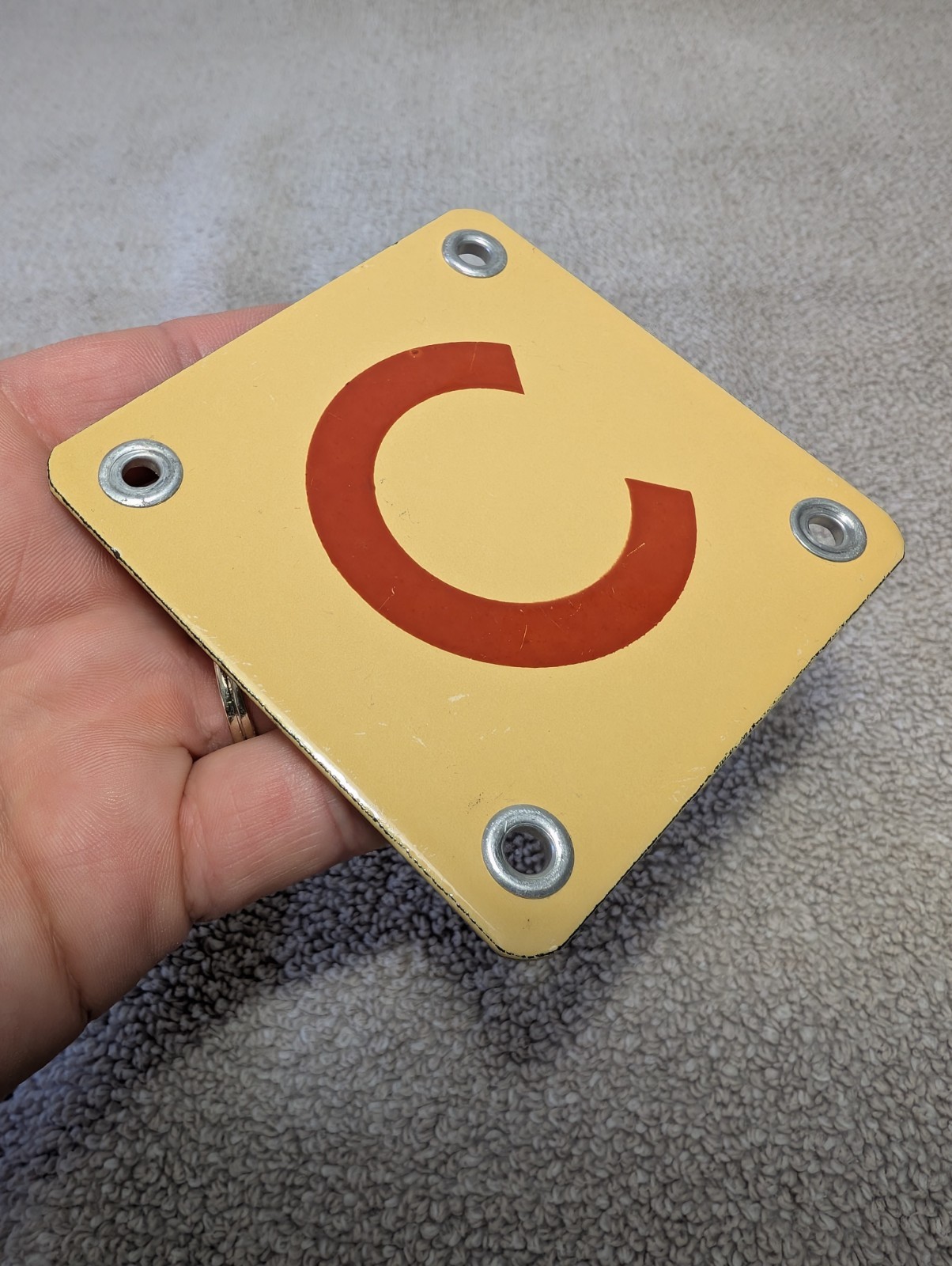 Small Vintage Original Porcelain Sign Tag Letter Sign “C”