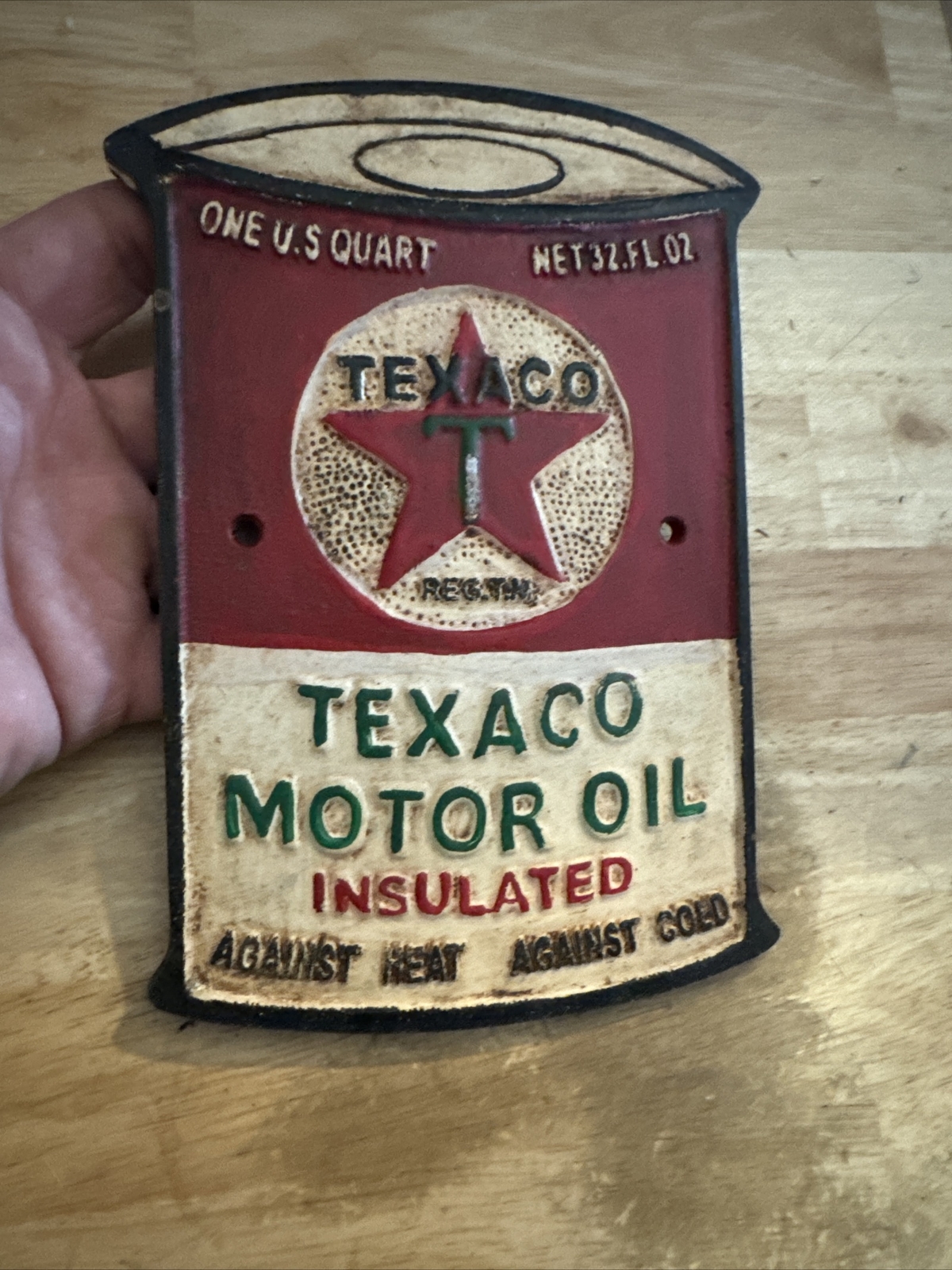 Texaco Oil Sign Plaque Coal Collector Man Cave Gas Advertisement 1/4 inch METAL