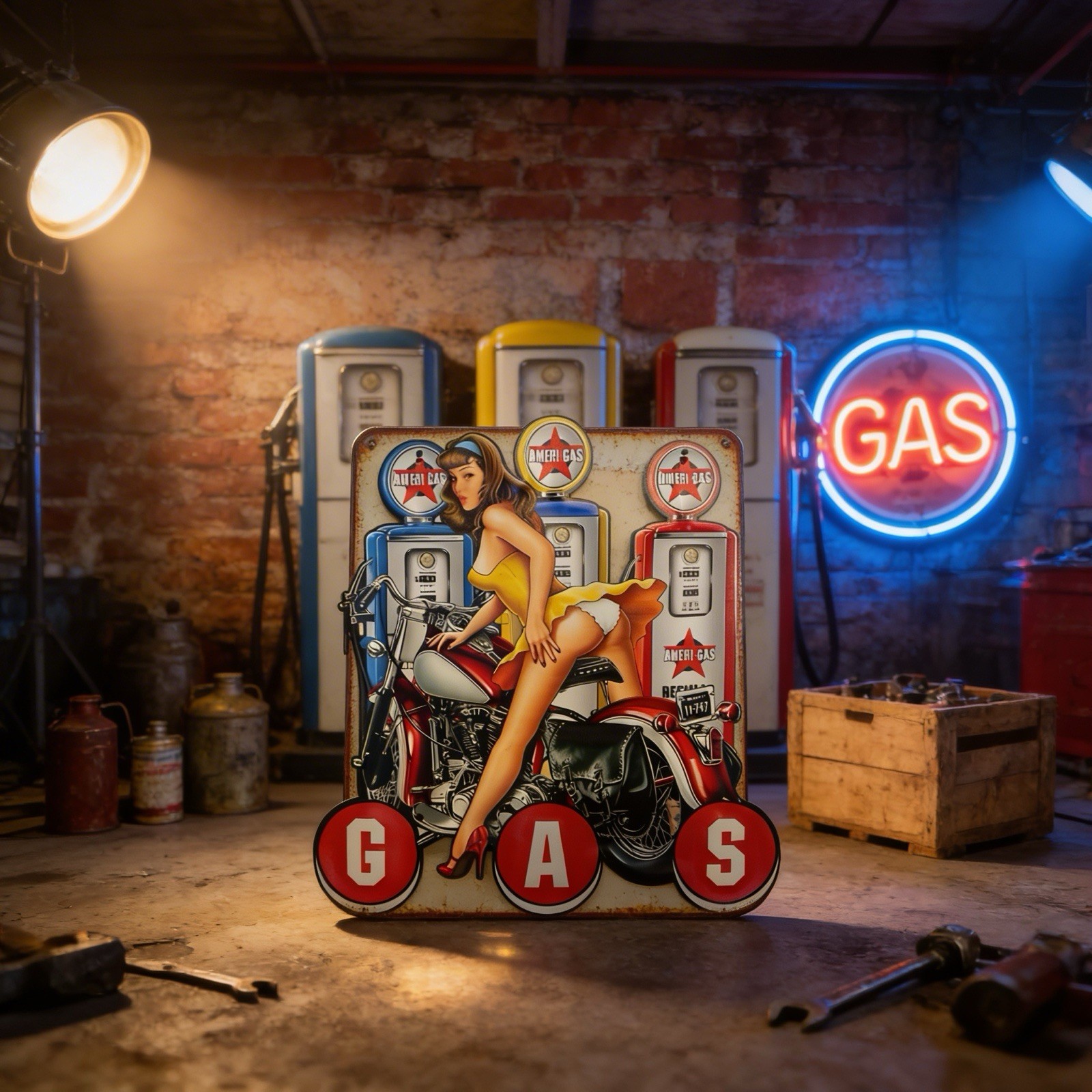 Large 12″x12″ High Quality Gas Pump Tin Sign…Ships Free!