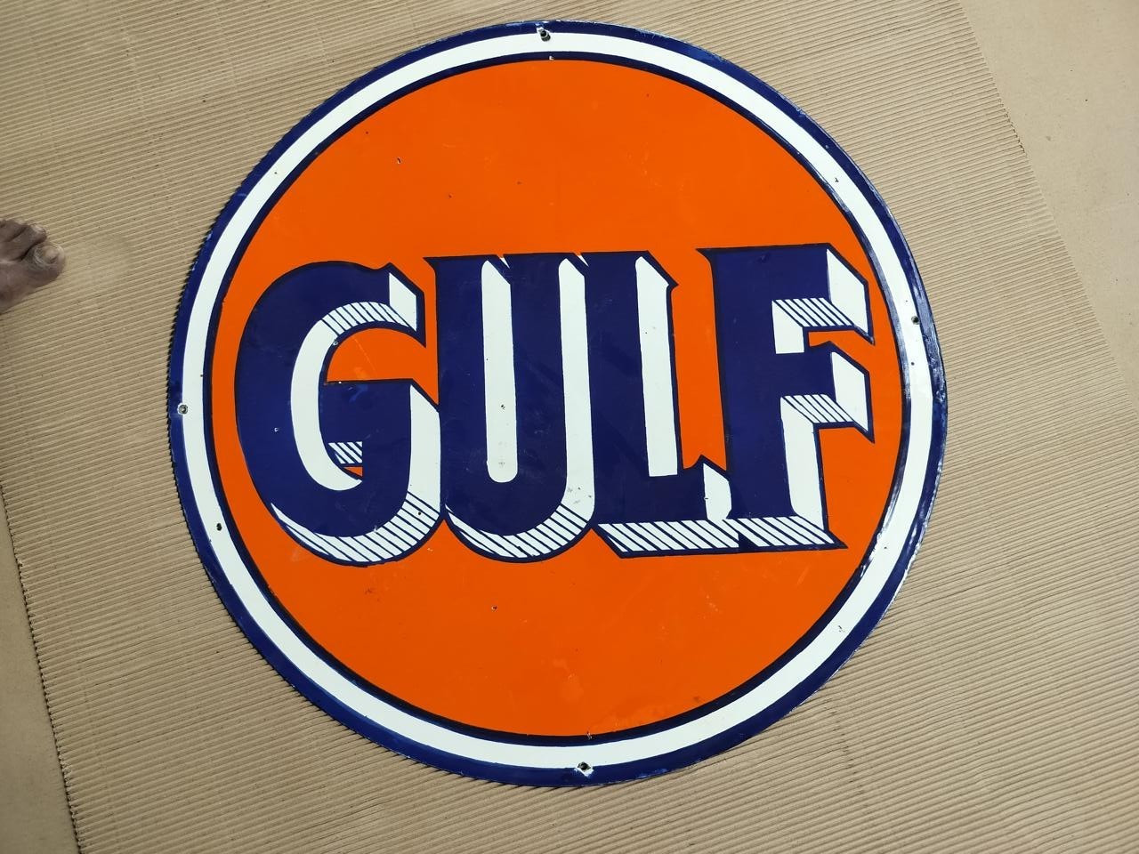 PORCELAIN GULF ENAMEL SIGN 30X30 INCHES DOUBLE SIDED