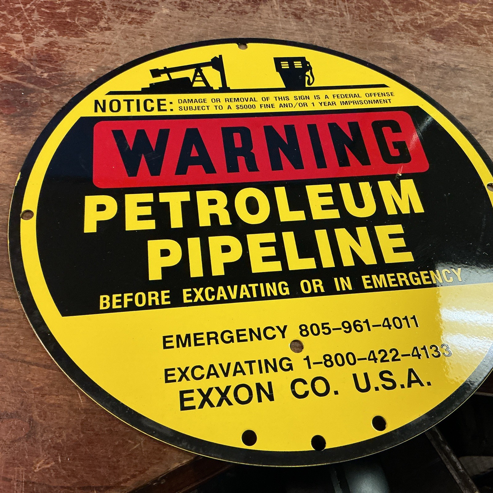 New Vintage Signs Warning Petroleum Pipeline Exxon Co. U.S.A