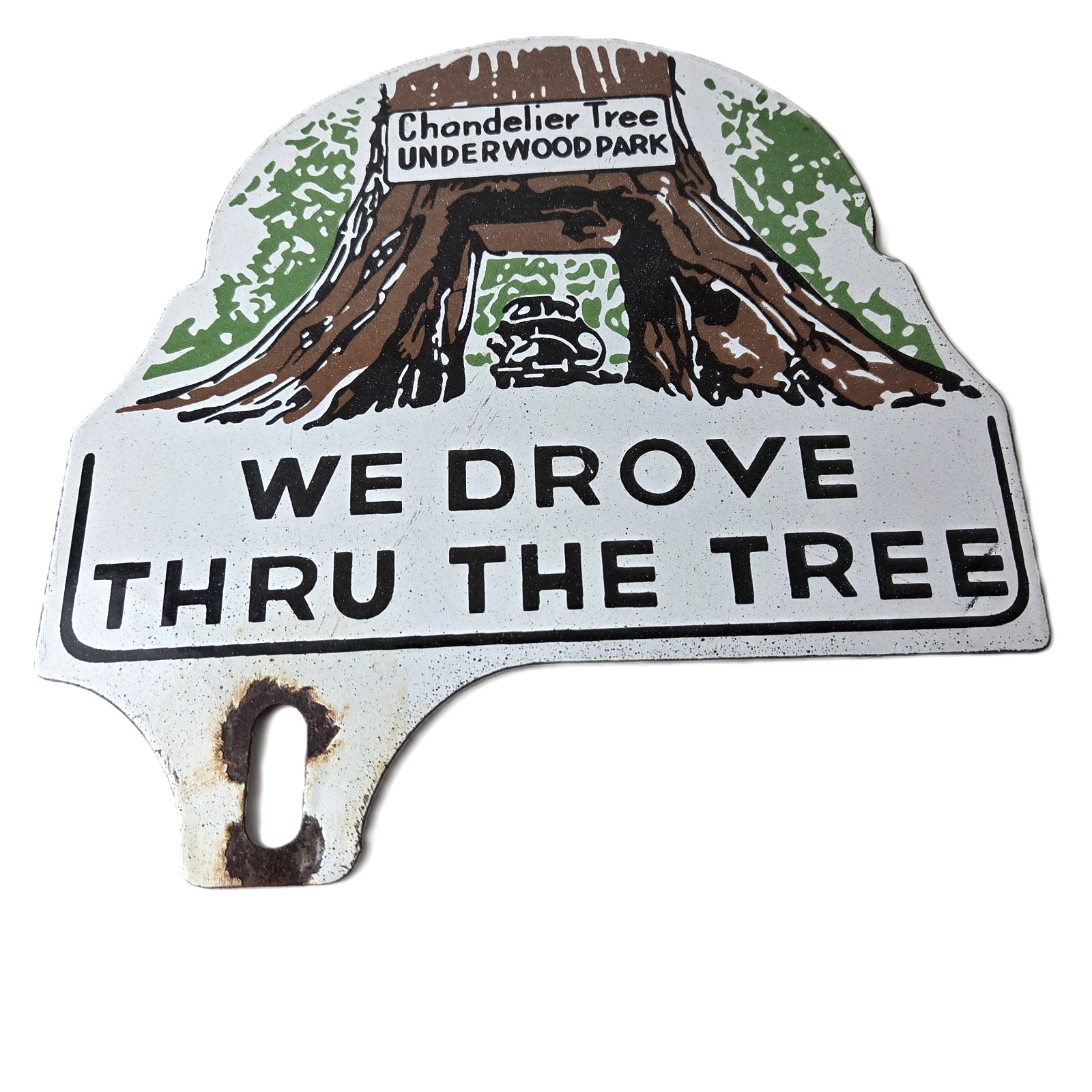 Vintage Redwood Forest License Plate Topper – Sign Ad on Automobile Topper