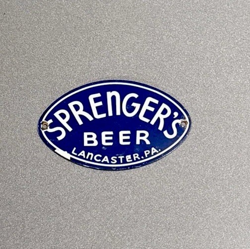 VINTAGE SPRENGERS BEER PORCELAIN SIGN CAR GAS TRUCK OIL MOTORCYCLE