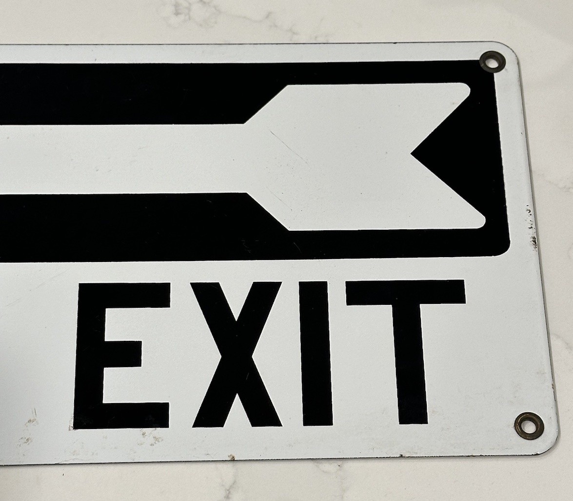 VTG ORIGINAL FIRE EXIT Porcelain Sign Industrial Oil Field Gas Station