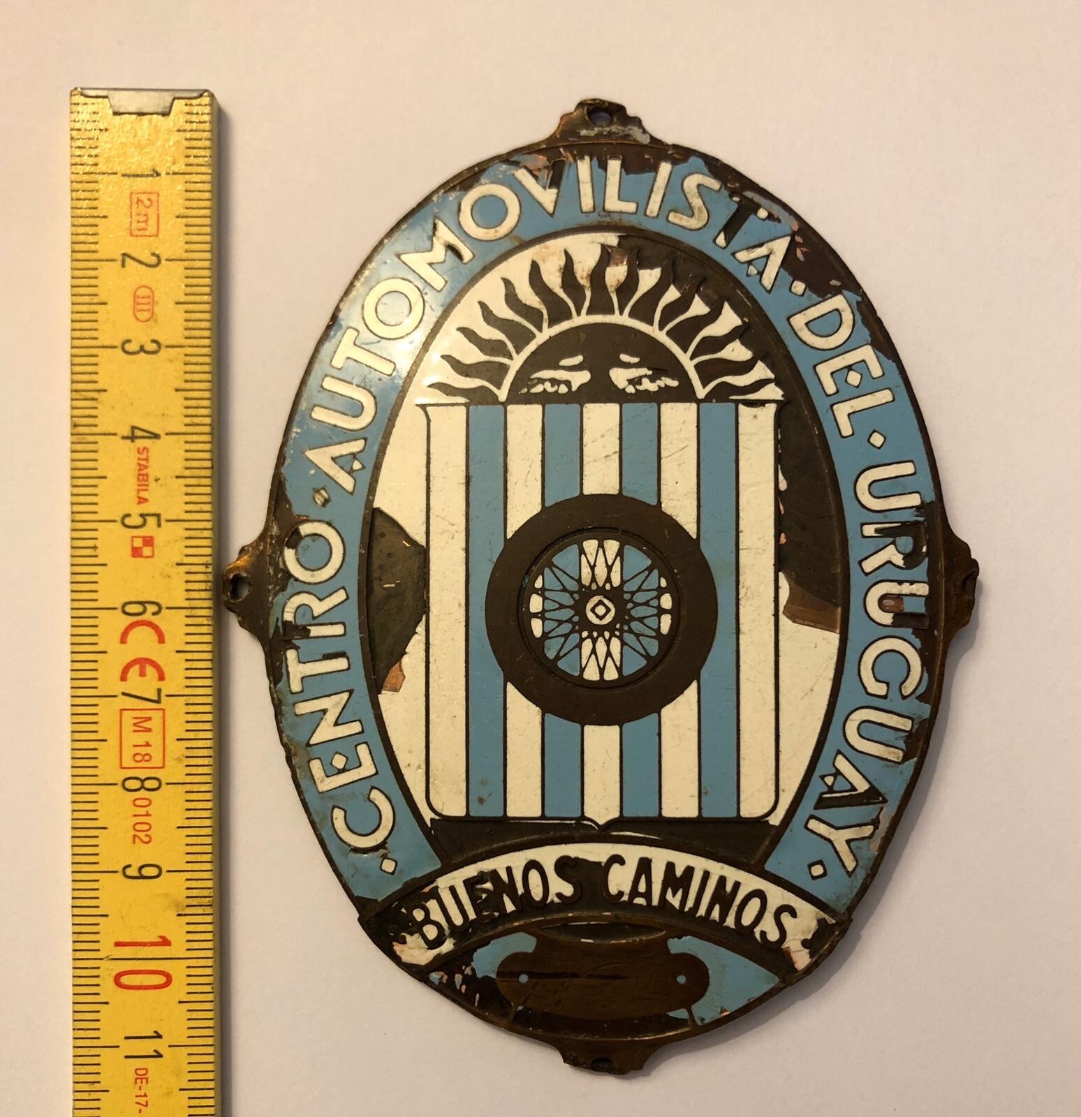 RARE URUGUAY AA AUTOMOBILE CLUB Service Porcelain Copper SIGN Made In italy 30’s