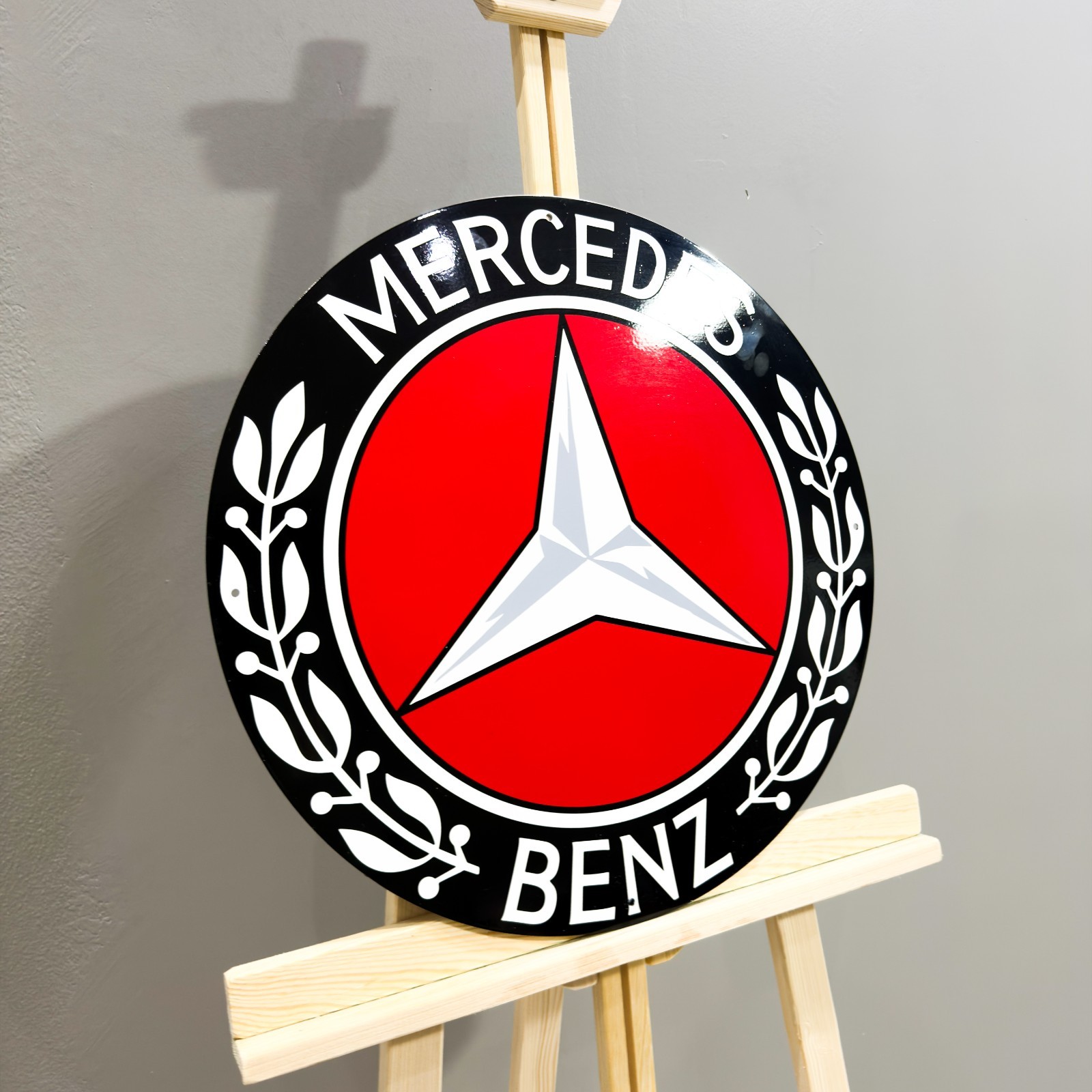Mercedes Benz Red Star Heavy Metal Sign – Garage Wall Decor –50 cm (19.7”)