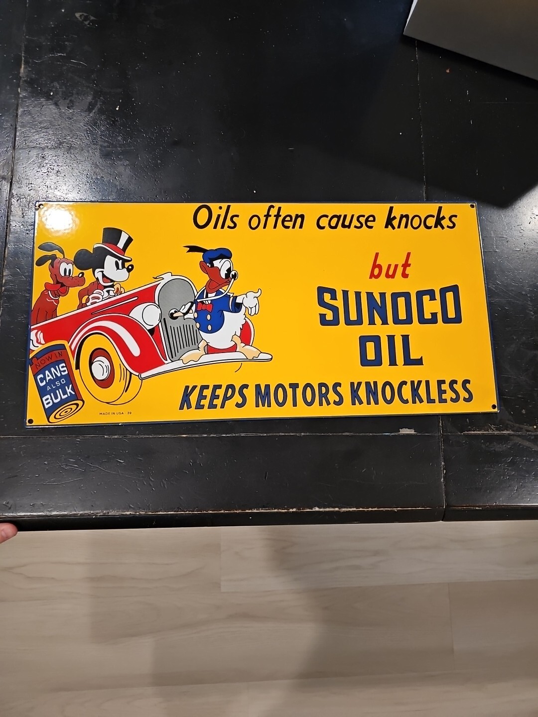 Vintage Sunoco Motor Oils Sign – Disney Dealership Gas Pump Porcelain Sign