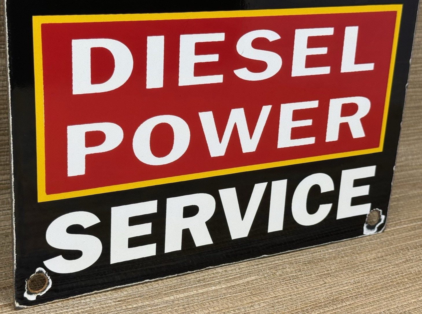 VINTAGE GENERAL MOTORS PORCELAIN DEALERSHIP SIGN GAS SALES SERVICE OIL DIESEL