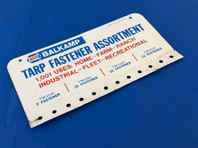 Vintage Napa Balkamp Auto Parts Store Sign Metal Rack Display Advertising 8 x 15