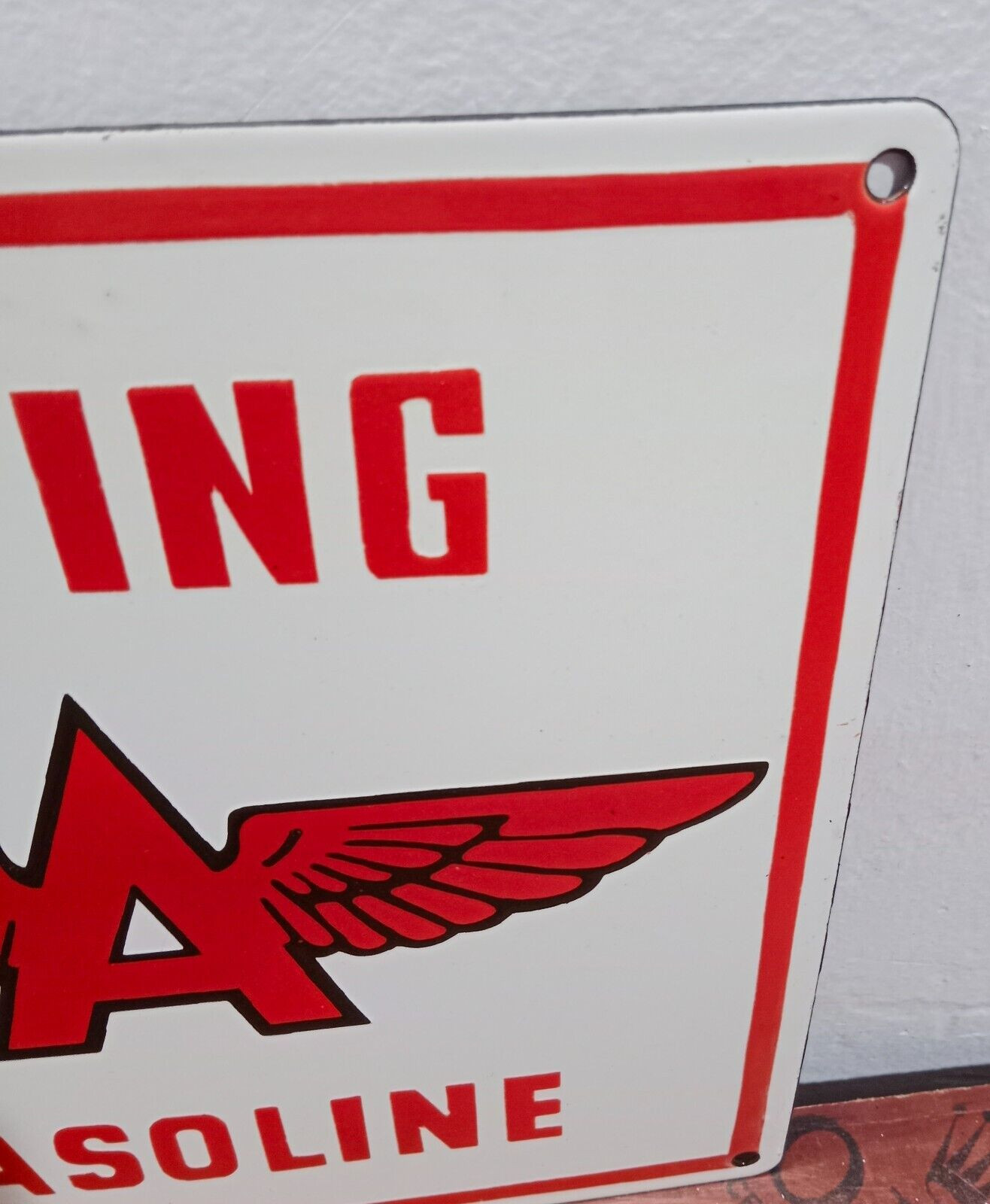 Flying A Gasoline Porcelain Enamel Sign 12 x 12 Inches 1 Sided