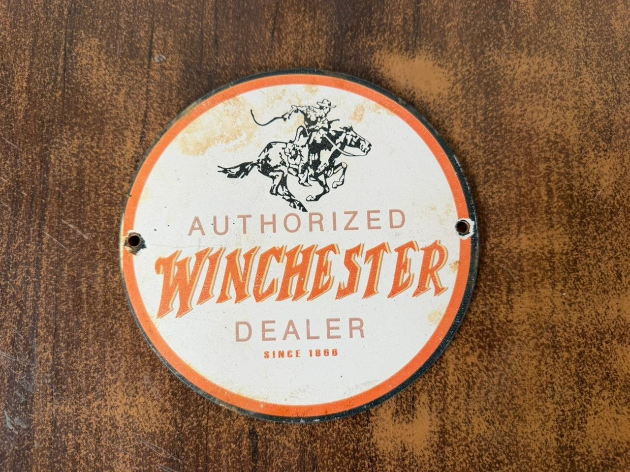 PORCELIAN WINCHESTER ENAMEL SIGN SIZE 6X6 INCHES