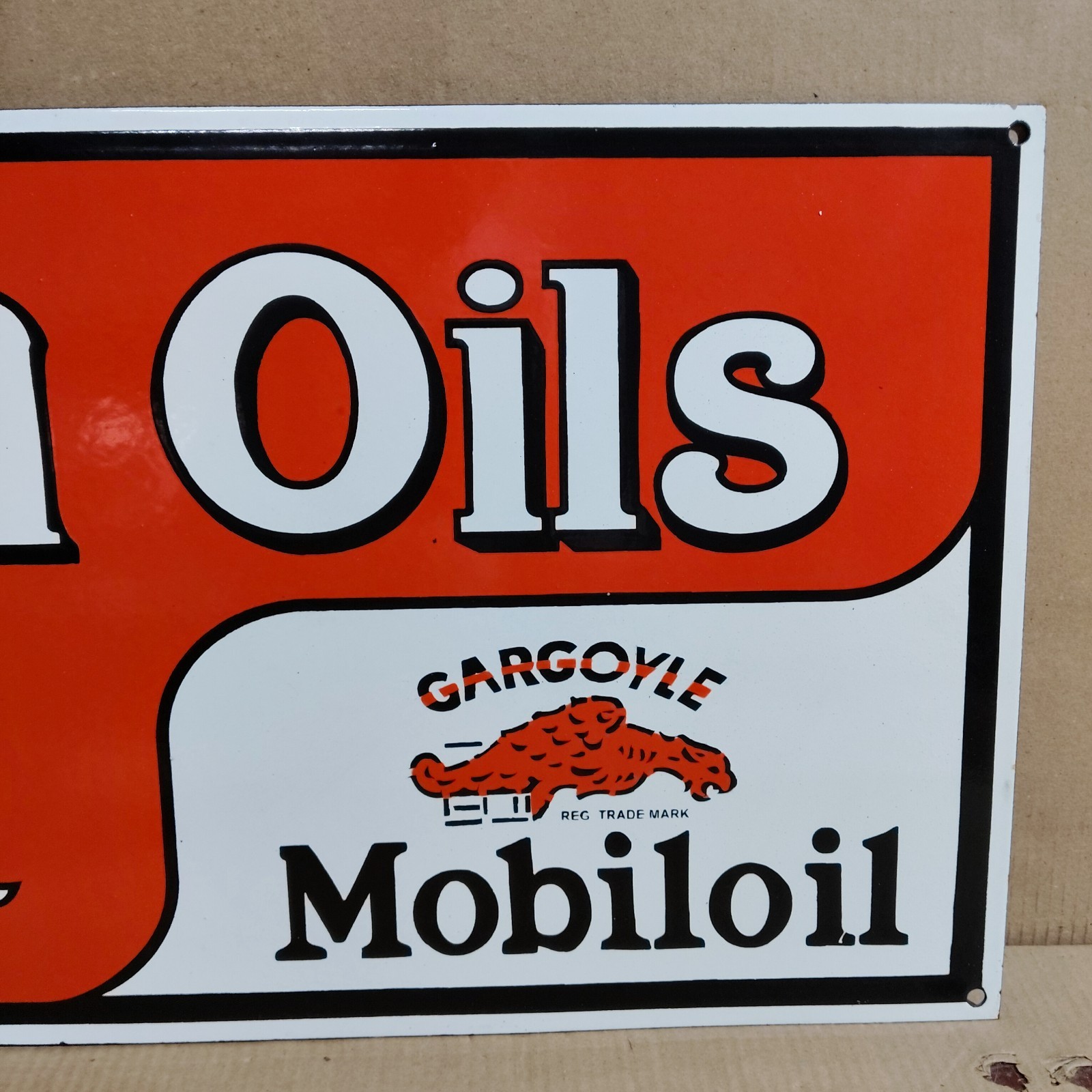 Vacuum oils Motor Car Porcelain Enamel Sign 36 x 15 Inches 1 Sided