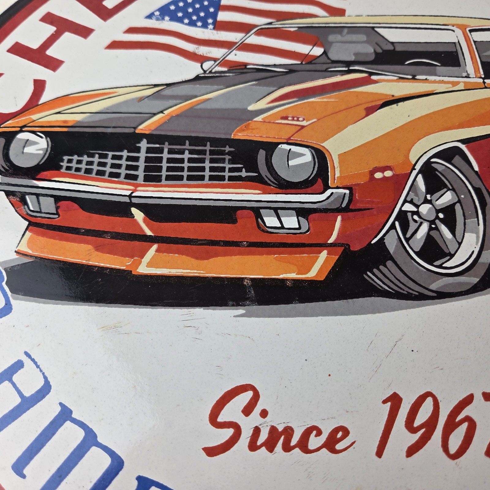 Vintage Chevrolet Sign – Chevy Camaro Automobile Gas Pump Porcelain Ad Sign