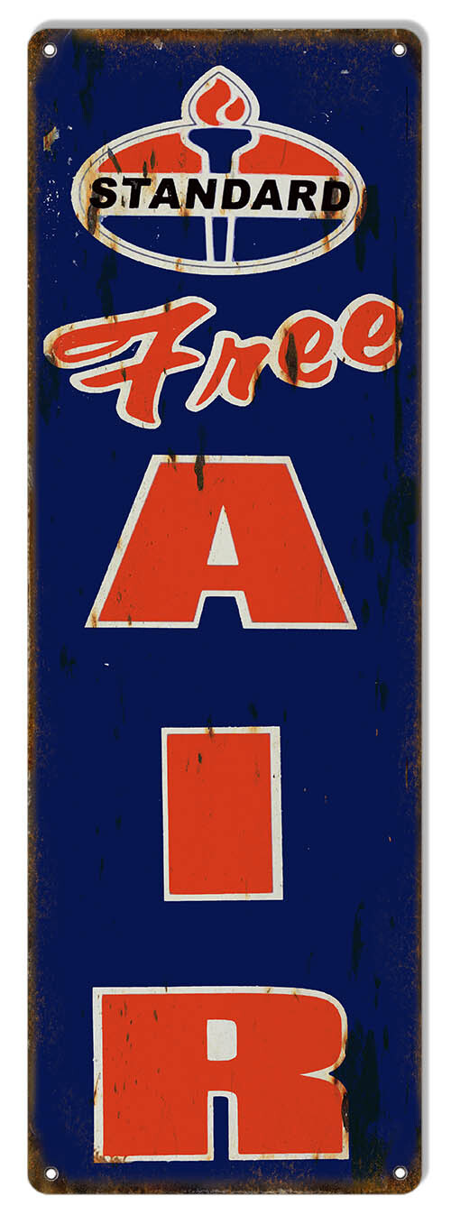 STANDARD GASOLINE FREE AIR 18″ HEAVY DUTY USA MADE METAL GAS STATION ADV SIGN