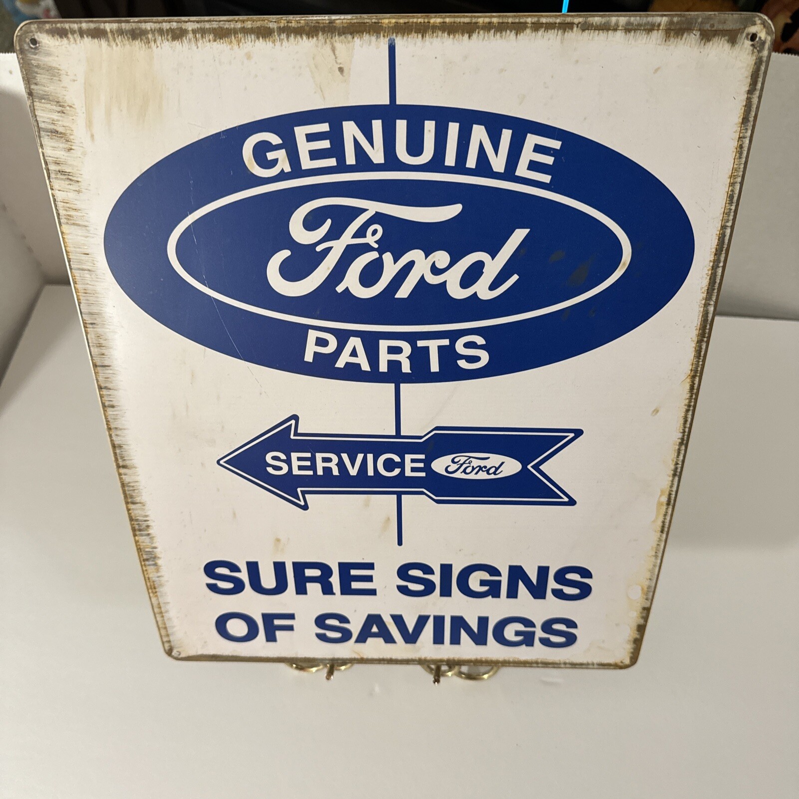 Genuine Ford Parts and Service Sure Signs Of Savings 12×15 Tin Sign Reproduction