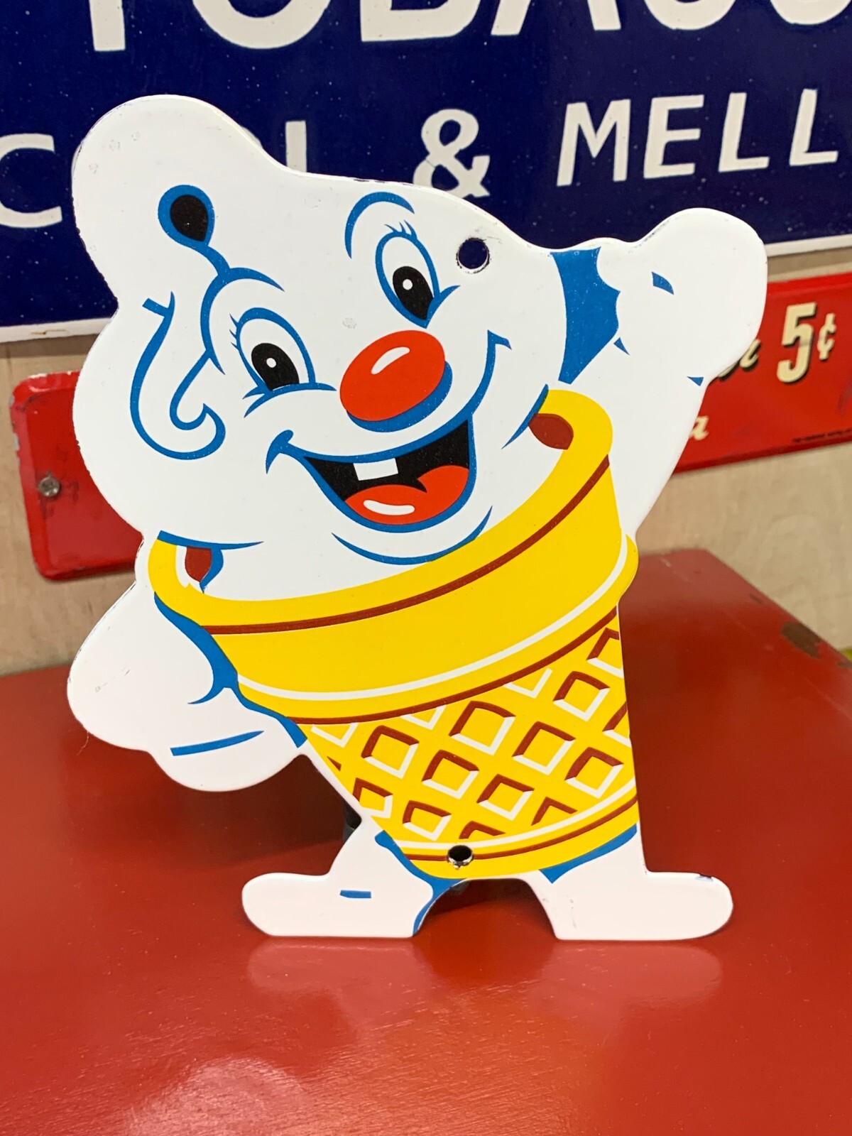 “ICE CREAM CONE” PORCELAIN SIGN, (8″x 7″) EXCELLENT CONDITION