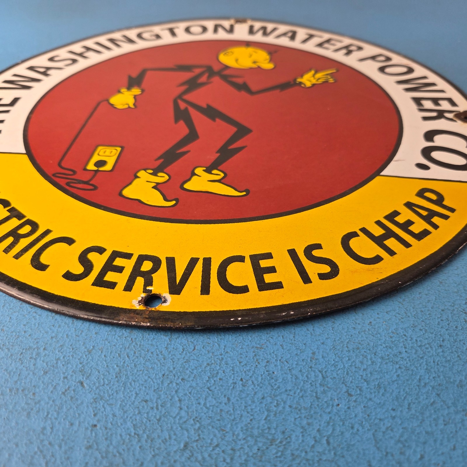 Vintage Electric Service Porcelain Sign – Advertising Gas Station Pump Sign