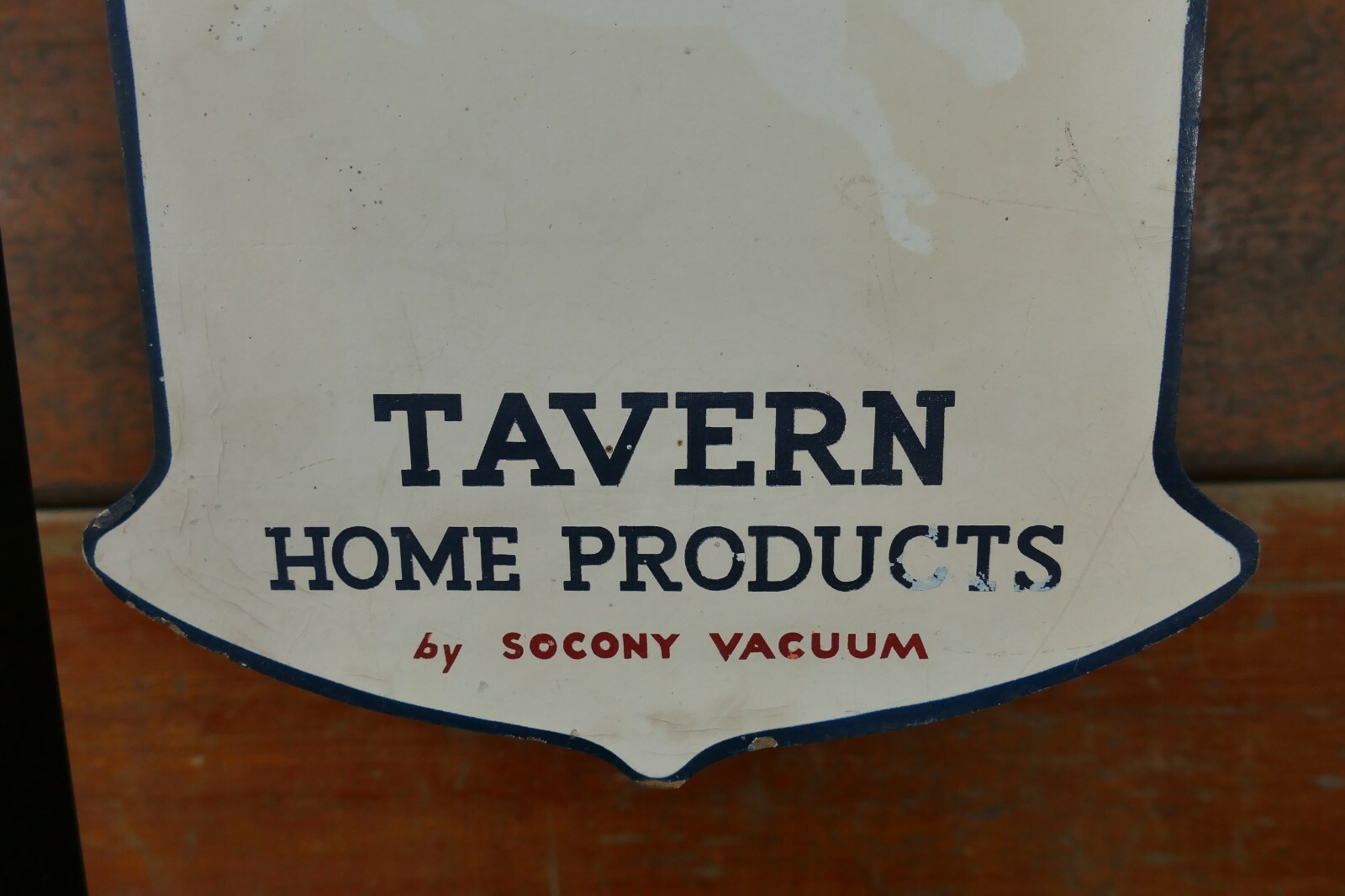 RARE Vintage Original MobilOil Mobil Tavern Products Wood Sign w/ Stand Display